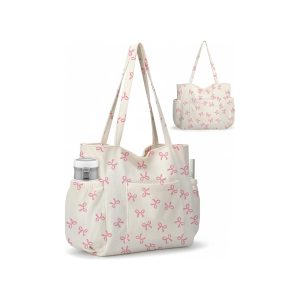 Aesthetic Corduroy Tote Bag - Bow