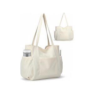Aesthetic Corduroy Tote Bag - Beige